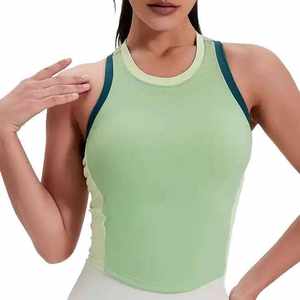 Breathable Wholesale Custom High Quality OEM <b>Women</b> Contrast Color Sports <b>Vest</b> Workout Sleeveless Running Fitness Crop Tank <b>Top</b> - Product Image 3