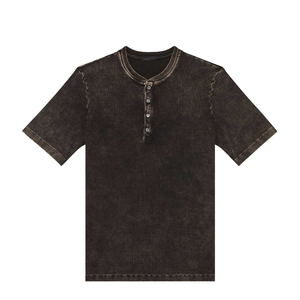 Custom Logo 100% Cotton <b>Knitted</b> 260 GSM Regular Fit Streetwear Oversized Heavyweight Vintage Batik Acid Wash Men's T-shirt - Product Image 5