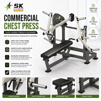 Machine à presser les pectoraux à charge libre SK Plate Loaded Flat Bench, équipement de gym commercial, entraînement de force, capacité 200 kg, fabrication OEM ODM Chine