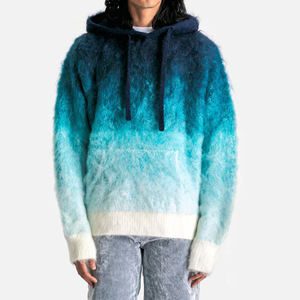 Custom LOGO Mohair Sweater <b>Men</b> Casual Knitwear Alpaca Wool Blend Jumper Winter Knitted Jacket Coat Fuzzy <b>Cardigan</b> Mohair Sweater - Product Image 1