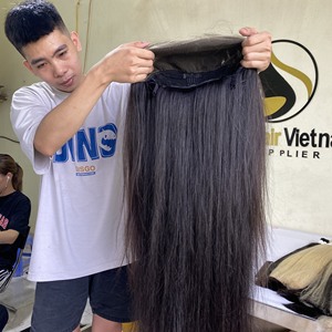 Peluca de cabello humano liso con encaje Frontal, pelo Natural virgen vietnamita, Hd, envío de muestras - Product Image 4