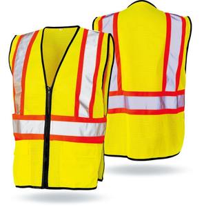Chaleco de trabajo de alta visibilidad para hombre, ropa de seguridad reflectante con cremallera y multibolsillos, malla fluorescente a prueba de agua - Product Image 1