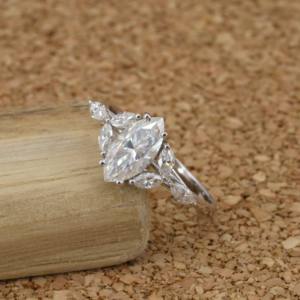 Bague de fiançailles, anniversaire, mariage, exclusive pour femmes, or 18 carats, diamant de laboratoire de taille marquise, couleur E, clarté VVS2 - Product Image 2