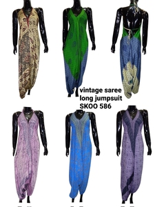 2022 New Eco-Friendly Silk Saree Breathable <b>Indian</b> Boho Floor-Length <b>Trouser</b> Multi-Designs Assorted Colors Hot Looking Wholesale - Product Image 2