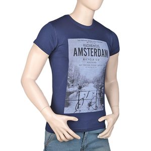 Camiseta estampada de corte ajustado para hombre - Azul marino - Product Image 1