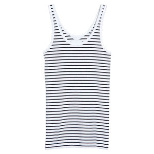 Débardeur côtelé rayé sans manches ajusté en coton extensible pour femme – Vente en gros OEM ODM - Product Image 5