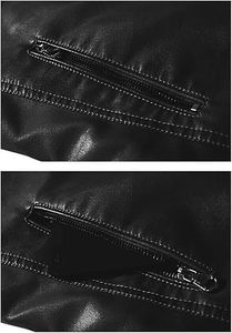 Chaqueta de Cuero Personalizable para Hombre, Estilo Motero, Cuello Alto, Impermeable, de Secado Rápido, con Cremallera y Forro Grueso - Product Image 3