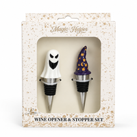 Coffret Cadeau Sorcier Fantôme d'Halloween – En Stock, Faible MOQ, Vente en Gros, Accessoires de Fête et de Bar, Ensemble de Bouchons de Bouteille de Vin