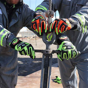 CIERRE DE MUÑECA DE NEOPRENO Y TRP PULL TAB HI VIS HEAVY DUSTY GUANTES DE IMPACTO DE SEGURIDAD PARA TRABAJOS DE TRABAJADORES - Product Image 5