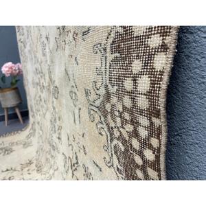 5.5x9.3 ft Vintage Rug, <b>Brown</b> Striped Turkish <b>Wool</b> Rug - Product Image 3