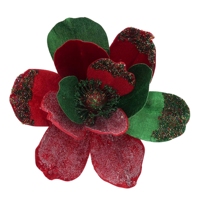 Décoration Florale Artificielle de Noël en Velours Rouge avec Fleurs de Poinsettia pour Arbre de Noël
