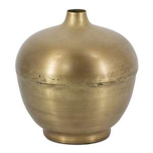 Jarrón de Metal Dorado de Lujo, Florero de Latón Hecho a Mano, Jarrón Decorativo con Acabado Antiguo para Centro de Mesa, Decoración de Sala de Estar - Product Image 1