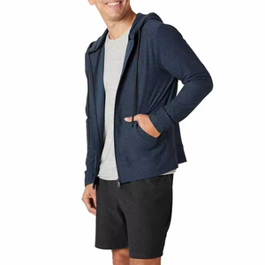 Automne léger sweat à capuche zippé Logo personnalisé hommes décontracté fermeture éclair 280g French Terry veste à capuche vierge pour hommes - Product Image 2