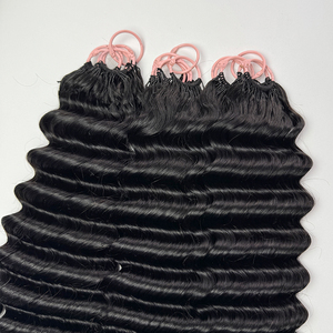 Extensiones de cabello humano con ondas profundas, color natural, rizos suaves y elásticos, extensiones de cabello tipo pluma para trenzas de crochet. - Product Image 3