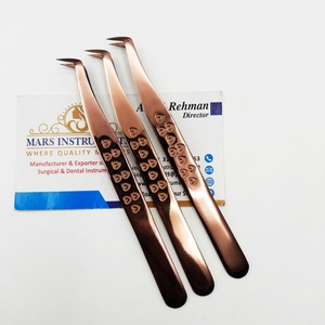 Pinces à épiler professionnelles en or rose à motif cœur à 65 degrés pour extensions de cils, pinces durables - Product Image 3