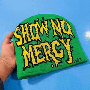 Gorro de invierno acrílico personalizable de alta calidad de color sólido gorro de punto de moda - Product Image 6