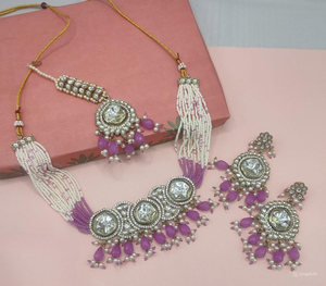 Indan Wholesale 2024 Latest Fashion Traditional Gold Plated Pearl <b>Choker</b> <b>Necklace</b> Set <b>for</b> <b>Women</b> - Product Image 1