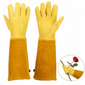 <b>Long</b> Leather Cowhide Leather Work <b>Gloves</b> Arm Protection Thorn-Resistant Gardening Mitts Animal Anti-bite Scratch Safety <b>Gloves</b> - Product Image 1
