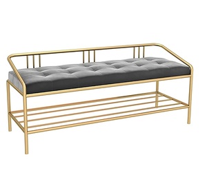 Golden Finished Stainless Steel Velvet Upholstery Removable Cover <b>Bench</b> Furniture for Home Living Room Metal & Fabric <b>Bench</b> - Product Image 1