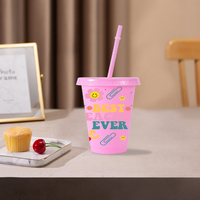 Gobelet en plastique personnalisé de 16 oz avec couvercle à paille, réutilisable, anti-fuite et sans BPA, idéal pour la fête des enseignants 2026 – Vente en gros