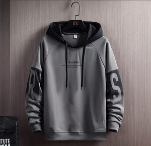Sweat à capuche épais 100% coton avec logo personnalisé pour hommes Pull d'hiver tricoté surdimensionné anti-rétrécissement motif solide de haute qualité - Product Image 1