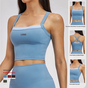 Débardeur de yoga moulant sans dos personnalisé pour femme, en polyester tricoté écologique, respirant et à séchage rapide, idéal pour la gym, la course et le fitness - Product Image 1