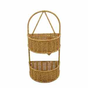 Cestas colgantes de pared tejidas de ratán Natural de alta calidad de doble nivel para decoración del hogar cocina baño almacenamiento al por mayor Vietnam - Product Image 4