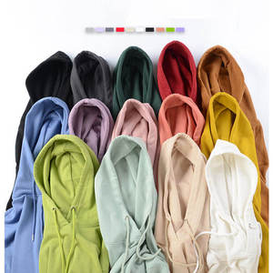 Sweat-shirts à capuche en molleton français de luxe en gros, surdimensionnés, en coton lourd, avec logo sur le devant, teinture unie - Product Image 3