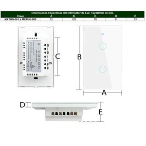 สวิตช์ไฟใช้งานง่าย, MXTUG-001, 1 ชิ้น, 2 ทาง, 2.4GHz, 100-250V AC, 50-60Hz, 300W ต่อทาง, 10A, สีขาว - Product Image 4