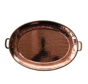 Handcrafted Copper Metal Tray With Glossy Finished for <b>Kitchen</b> Food Serving and Wedding Party Tabletop <b>Decorations</b> - Product Image 6