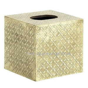 Vente de luxe en acier inoxydable métal forme carrée or Antique fini boîte à mouchoirs en métal élégant de haute qualité - Product Image 2