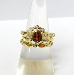 แหวนเงินแท้ S925 ชุบทอง 14K ประดับด้วยพลอยคิวบิกเซอร์โคเนียธรรมชาติ โกเมน และซิทริน สามารถปรับแต่งได้ เหมาะสำหรับการขายปลีก รับผลิตแบบ OEM และ ODM จากประเทศไทย - Product Image 1