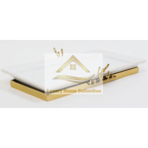 Bandeja Rectangular hecha a mano de aluminio de Color plateado con asas de asta, bandeja decorativa para regalar en ocasiones especiales - Product Image 6