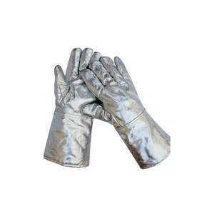 Guantes de lucha contra incendios de cuero partido De Vaca aluminizado de alta temperatura Seguridad industrial Soldadores DE TRABAJO resistentes al calor Guantes largos - Product Image 3