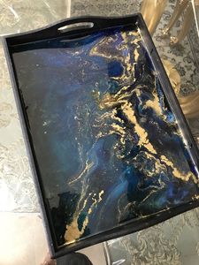 PIGMENTOS, bandeja para servir de resina epoxi hecha a mano, elementos esenciales de cocina únicos para el hogar, restaurante, Hotel, bandejas decorativas para servir - Product Image 5