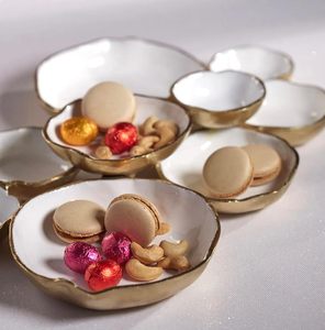 Ensemble de 3 bols de service en aluminium écologique en forme de grappe dorée, forme irrégulière, plat décoratif pour les collations, utilisation à la maison ou au restaurant - Product Image 3