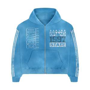 100% High Quality Cotton Material <b>Red</b> Color DTF Printing Zipper Closure Two Piece Sets Hoodie & Flare <b>Trouser</b> Jogger Sets - Product Image 1