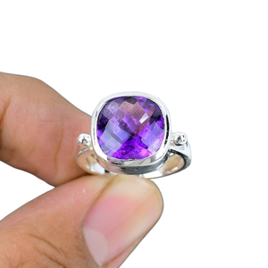 Classical <b>Ring</b> Jewelry For Women Silver Boho Style Jewelry 925 Sterling Silver <b>Amethyst</b> Gemstone Handmade <b>Ring</b> Gift For Wife - Product Image 1