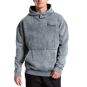 Nouveau sweat à capuche pour homme effet délavé, design personnalisé, couleur unie, collection printemps, lot de 2, vente en gros, molleton 100% coton épais 380 g/m² - Product Image 3