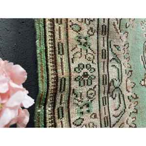 Alfombra Turca Vintage Grande de 6.46x8.9 pies (197x271 cm), Alfombra Verde a Cuadros - Product Image 5