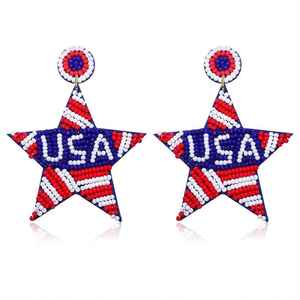 Boucles d'oreilles pendantes à la mode de conception de luxe perlées à la main de haute qualité avec boucles d'oreilles de vacances unisexes brodées - Product Image 5