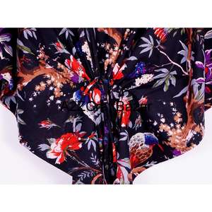 Women's <b>Kaftan</b> <b>Indian</b> Cotton Hand Block Print Floral Maxi Long Beach Cover Sleepwear Kimono Rabe V-neck Belt Washable Y2K Design - Product Image 3