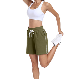 Pantalones cortos de mujer Casual cintura elástica activa pantalones cortos ligeros para mujer poliéster entrenamiento pantalones cortos para correr con bolsillos - Product Image 4