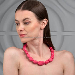 Most Popular High Demanded <b>Necklace</b> Top Selling Resin Bead <b>Necklace</b> Jewelry with <b>Pink</b> Color Tribal Pendant Beads <b>Necklaces</b> - Product Image 2