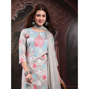 Conjunto de Kurta de Seda y Algodón Bordado para Mujer con Palazzo y Dupatta, Estilo Indio Pakistaní, Sari Étnico para Fiestas y Uso Diario para Chicas - Product Image 4