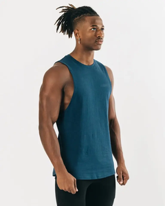 Débardeur de gymnastique pour hommes de haute qualité 95% coton 5% Spandex coupe ajustée respirant tricoté conception imprimée grande taille disponibilité - Product Image 4