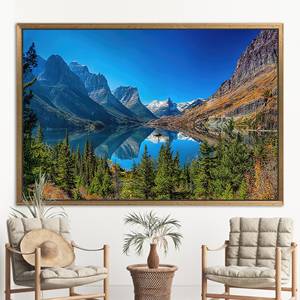Printed Canvas: Saint Mary Lake Nature Scene Wall Art,1P:Gold <b>Framed</b> - Product Image 1