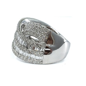 Bijoux fins, brillants, de haute qualité, bague de fiançailles et de mariage en or blanc 18 carats avec un grand diamant rond pour femmes - Product Image 2