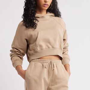 เสื้อครอปสตรีผ้าคอตตอนเทอร์รี่ผ้า100% น้ำหนักเบามีฮู้ดสำหรับผู้หญิงสินค้ามาใหม่2025 - Product Image 4