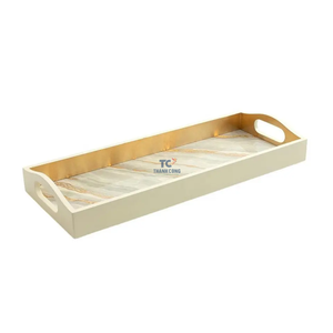 Vente en gros de plateaux de service en MDF laqué, meilleure vente de plateaux de service rectangulaires de couleur noir et argent faits à la main - Product Image 6